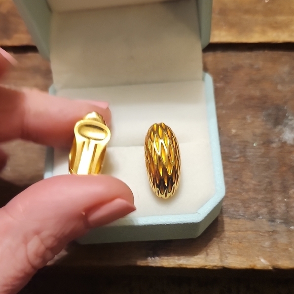 Gold and Black Earrings - Picture 3 of 3